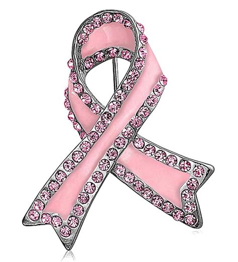 Pink Crystal Enamel Breast Cancer Ribbon Pin Gold Plated Cc114o56o6n