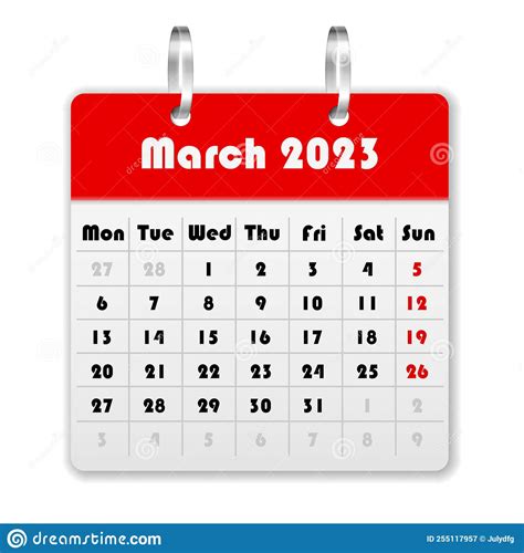March 2023 Lunar Calendar Moon Cycles Stock Image
