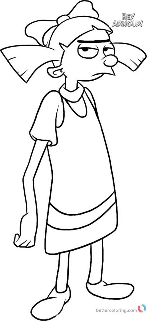 Hey Arnold Coloring Pages Helga Is Angry Free Printable Coloring Pages