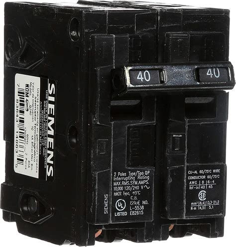 Siemens Q240 40 Amp Double Pole Type Qp Circuit Breaker —