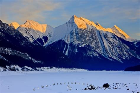Medicine Lake Sunset Snow Capped Mountain Scenery Photo Information