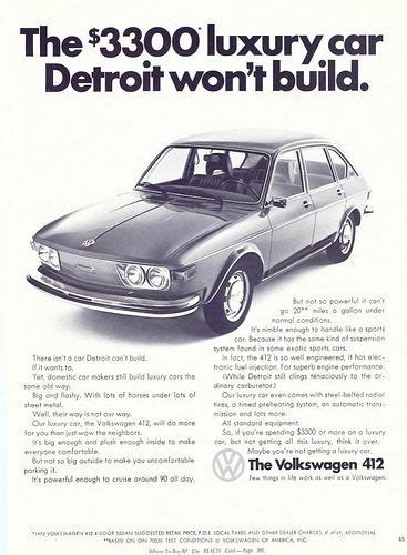 Vw 412 Vintage Volkswagen Car Ads Volkswagen