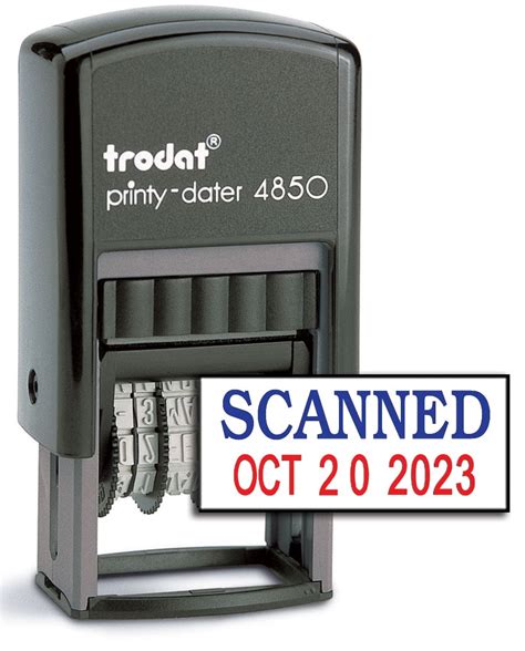 Trodat 4850 Date Stamp With Scanned Self Inking Stamp Bluered Ink
