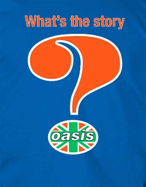 Oasis T Shirt Question Mark Band Logo Nieuwe Officiële Mens Royal Blue