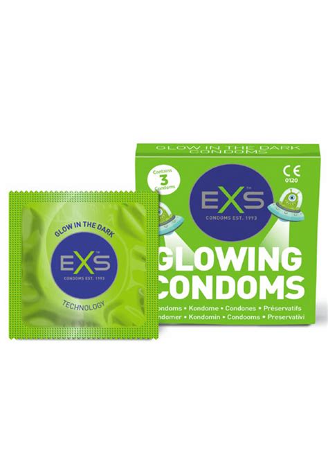 Exs Glow In The Dark Latex Condoms 3 Pack Gays And Gadgets Amsterdam