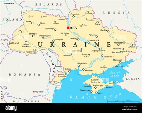 Carte Politique De Lukraine à Kiev Capitale Des Frontières Nationales