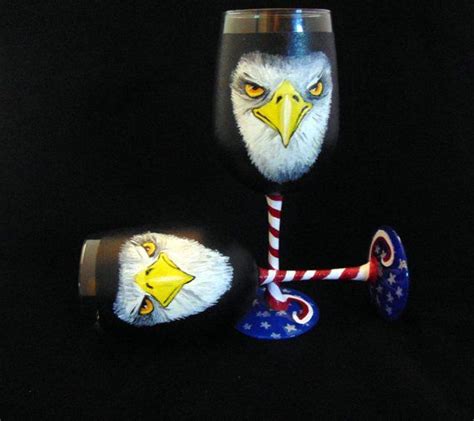 Hand Painted American Eagle Wine Glasses Great For Your Fourth Etsy Hand Painted Hand