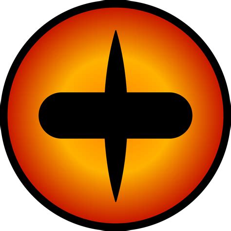 An Orange And Black Circle With A Cross In The Center