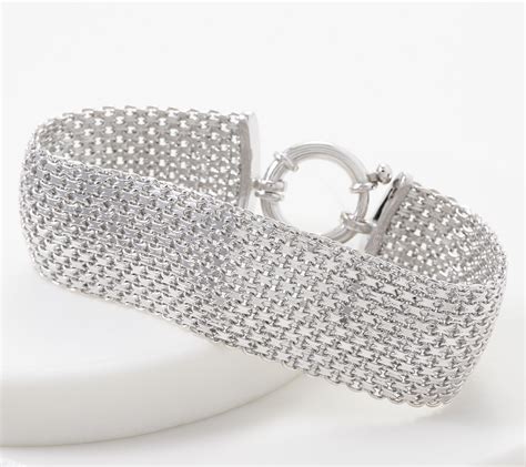Bold Woven Mesh Bracelet Real Solid Anti Tarnish 925 Sterling Silver