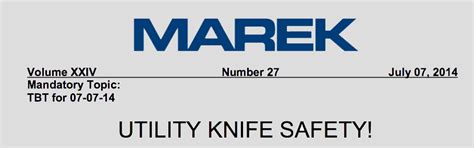 Weekly Toolbox Talk Utility Knife Safety Marek