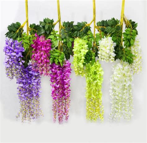 12pcs Silk Flower Artificial Flower Wisteria Vine Rattan Wedding