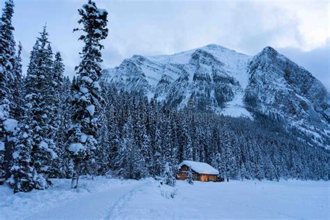 Wooden Cabin Lake Louise Canada Stock Photo Image Of Cottage