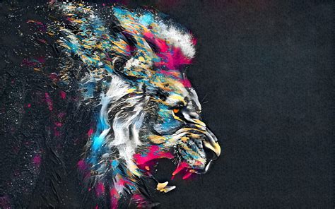 Abstract Artistic Colorful Lion Hd Abstract 4k