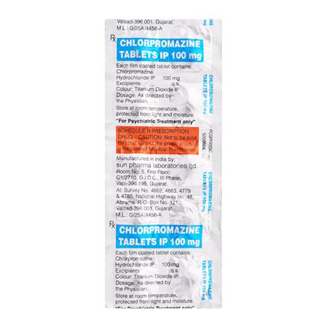 Buy Chlorpromazine 100mg Tablet 10s Online At Upto 25 Off Netmeds
