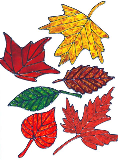 Faux Stained Glass Window Clings Autumn Leaves D Colorful Impressions
