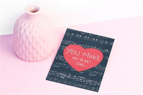 Valentines Day You Make My Heart Sing Note Card Matte Etsy