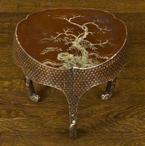 Antique Asian Mother Of Pearl Inlaid Lacquer Stand May 02 2009
