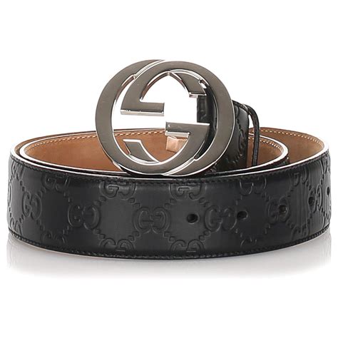 Gucci Black Lined G Guccissima Belt Leather Pony Style Calfskin Ref
