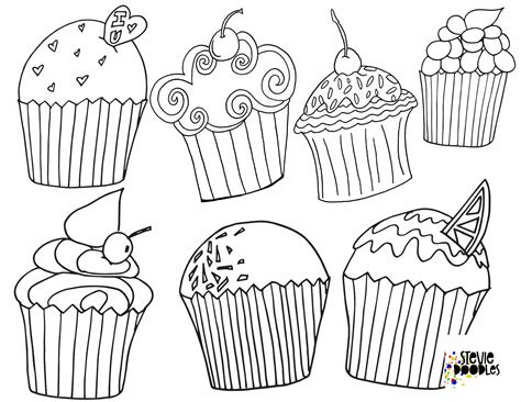 5 Free Cupcake Coloring Pages — Stevie Doodles Cupcake Coloring Pages