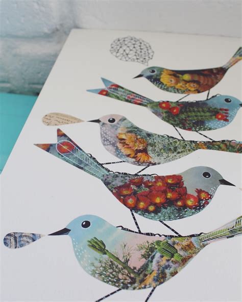 Wild Animals Art Birds Paper Collage Art Bird Art Collage Art Mixed