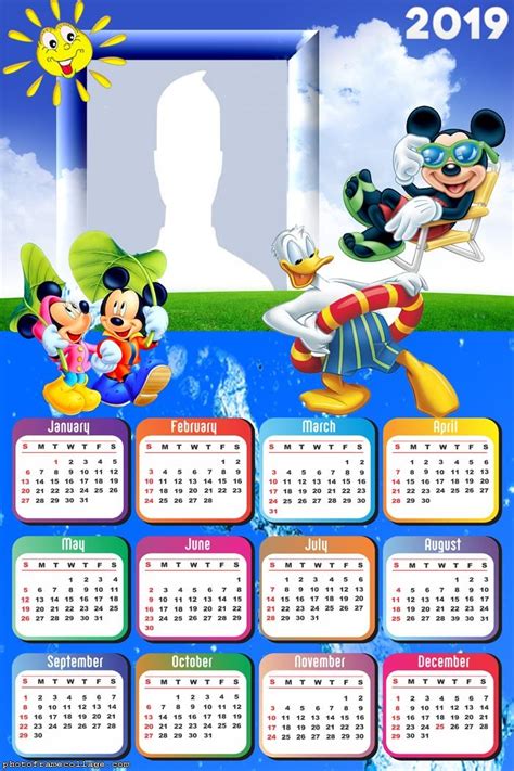 Mickey Summer Disney Calendar 2019 Photo Frame Collage