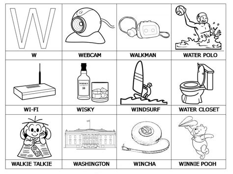 Un jugador piensa en una palabra, lugar, cosa o persona. Imágenes con w para colorear | Material para maestros ...