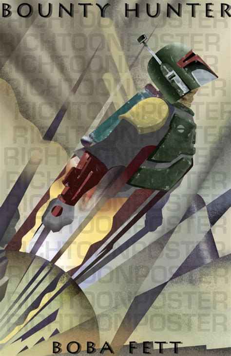 Poster Star Wars Boba Fett Rocketeer By Richtoon On Etsy