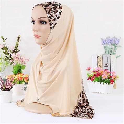 2017 New Women Fashion Leopard Pattern Muslim Patchwork Hijab Pashmina
