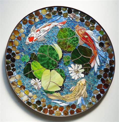 Mosaic Table Koi Fish Art Stained Glass Mosaic Art Etsy