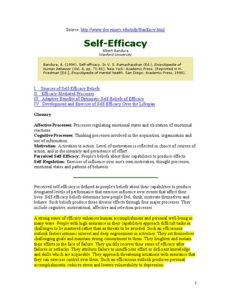 Englewood cliffs, nj brown, i., inouye, d.k. Self Efficacy- Bandura | Self Efficacy | Motivation