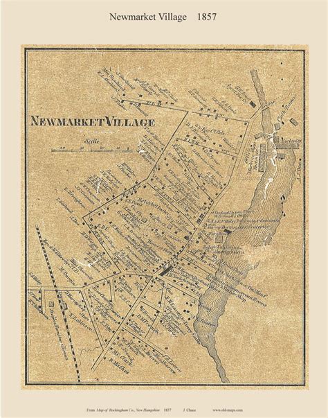 Newmarket Village New Hampshire 1857 Old Town Map Custom Print