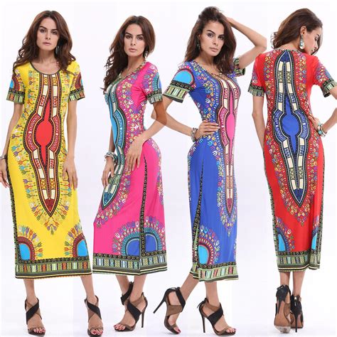 2018 2016 Summer Bohemian Long Dashiki Dress Women Traditional African