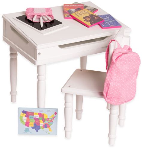 Eimmie 18 Inch Doll Furniture Desk And Chair With Classroom Accessories