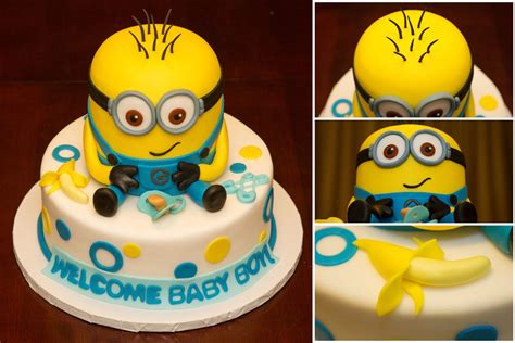 Pin By Ohana Bake Shop On Custom Cakes Minion Baby Shower Boy