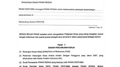 Contoh Kontrak Kerja Arsitek Dengan Owner Surat Perjanjian Kerja Yang