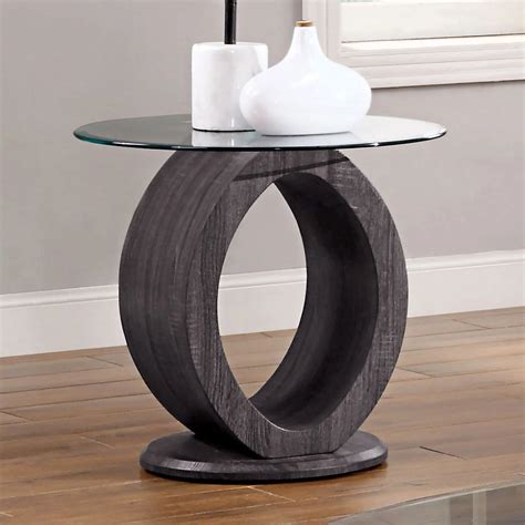 Lodia Iii Cm4825gy E Pk Contemporary End Table With Tempered Glass Top