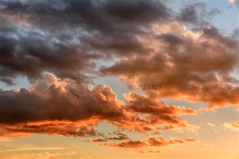 Sunset Sky With Dramatic Orange Clouds Stock Image Image Of Outdoor