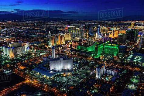 Aerial View Of Las Vegas Cityscape Lit Up At Night Las Vegas Nevada