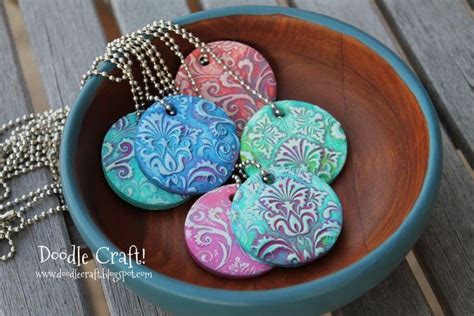 Damask Polymer Clay Pendants Made With Sculpey Polymer Clay Jewelry