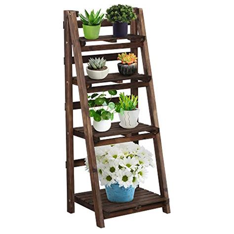 Yaheetech Folding Ladder Shelf Foldable Indoor Outdoor Shelves Wood