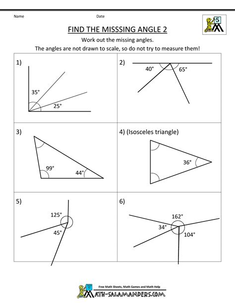 Angles Worksheet Grade 9