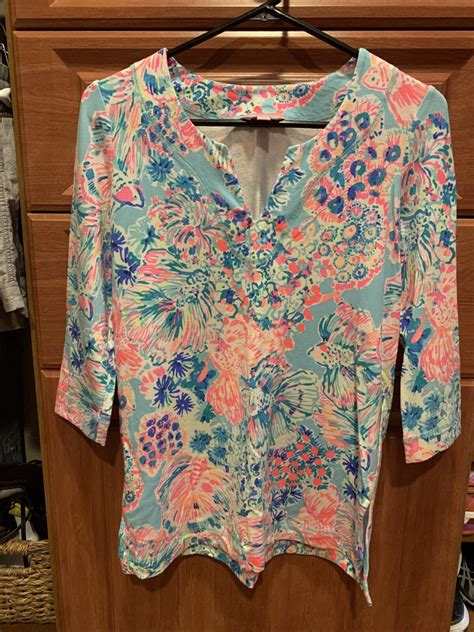 Lilly Pulitzer Upf 50 Justina Tunic Gypsea Serene Bl Gem