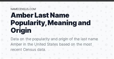 Amber Last Name Popularity Meaning And Origin