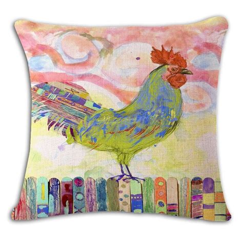 Buy 18 Square Vintage Cock Cushion Cover Cotton