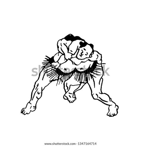 Hand Drawn Illustration Sumo Man Wrestlers Stock Vector Royalty Free 1347164714 Shutterstock