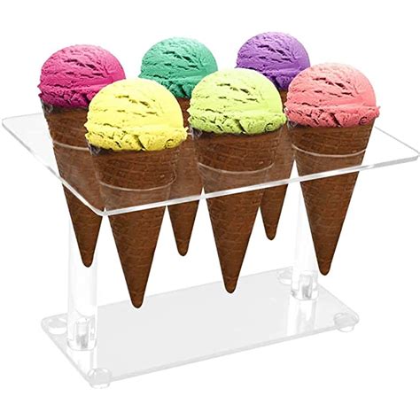 Buy Cone Holder Clear Acrylic Ice Cream Holder Stand Holes Detachable Display Cones Sushi