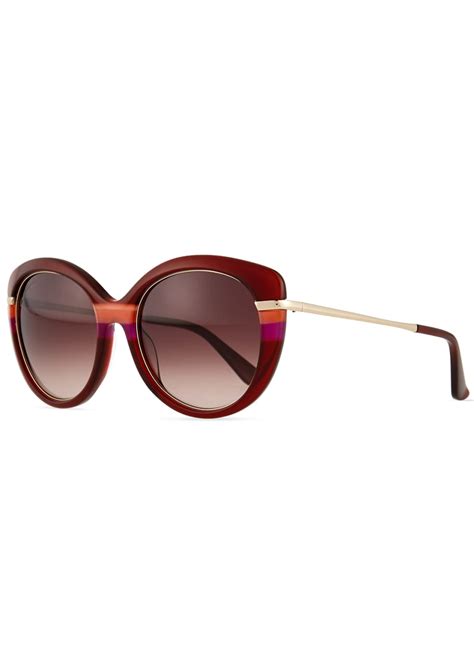 Salvatore Ferragamo Butterfly Sunglasses With Golden Detail Wine Bergdorf Goodman