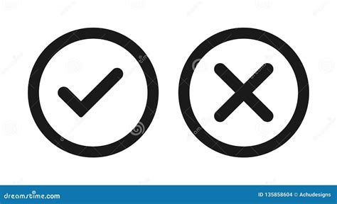 Tick And Cross Icon Stock Vector Illustration Of Checkmark 135858604