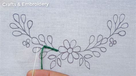 Hand Embroidery Patterns Simple Neckline Embroidery Tutorial Youtube