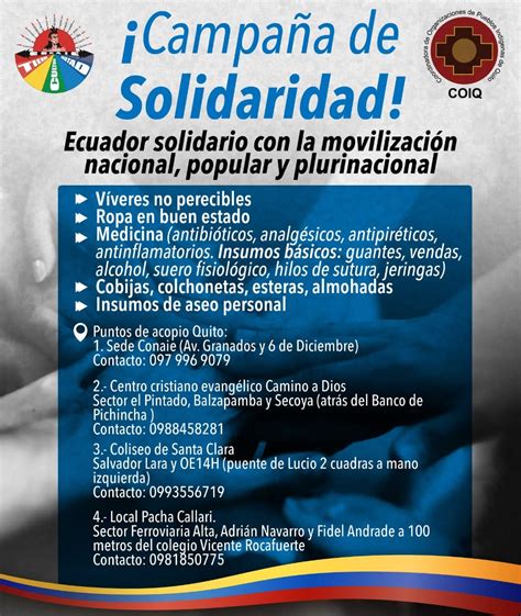 📣🆘 Campaña De Solidaridad Ecuador Solidario Con La Movilización